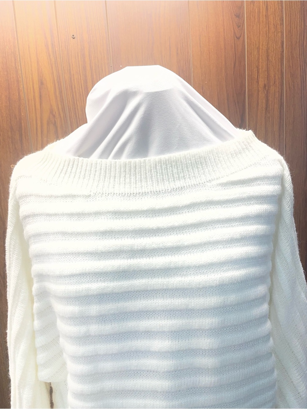 SHEIN Off-the-Shoulder Ribbed White Sweater